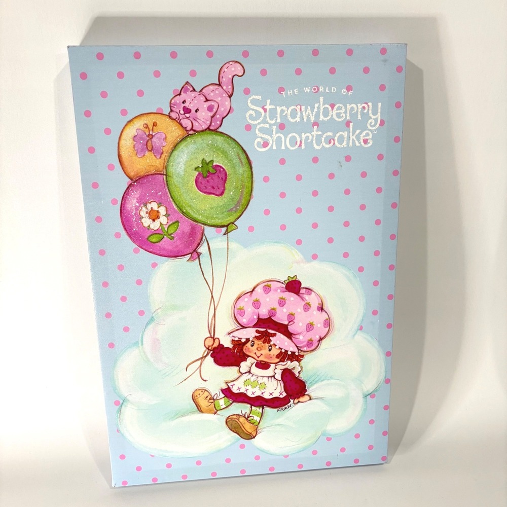 Strawberry Shortcake Canvas Wall Art Glitter Balloons Polka Dot